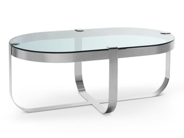 RING - Oval glass and iron coffee table (Request Info).