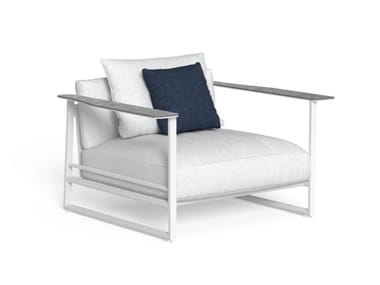 RIVIERA - Sled base fabric garden armchair with armrests (Request Info).
