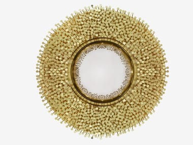 ROBIN - Round wall-mounted framed brass mirror (Request Info).