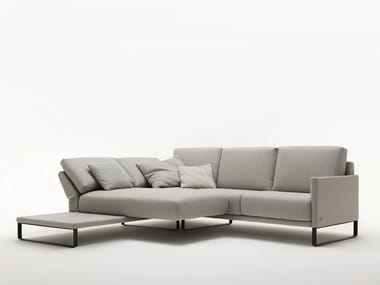 ROLF BENZ 009 CARA - Sled base sectional fabric sofa with chaise longue (Request Info).