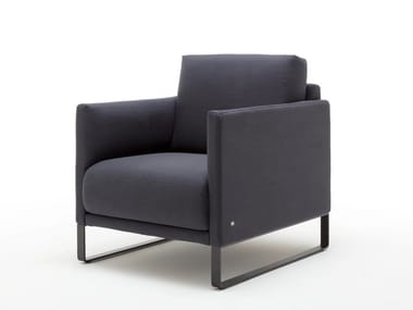 ROLF BENZ 009 CARA - Sled base fabric armchair with armrests (Request Info).