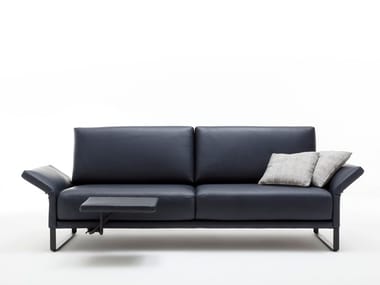 ROLF BENZ 009 CARA - Sled base 2 seater leather sofa (Request Info).