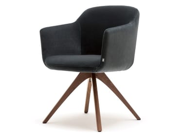 ROLF BENZ 640 - Trestle-based fabric chair with armrests (Request Info).