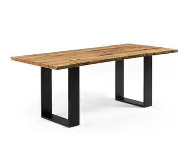 NEWTON BRICCOLA - Rectangular table with briccola wood top and iron base (Request Info).
