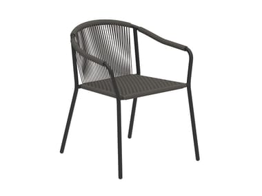 SAMBA - Stackable Olefin fiber garden chair with armrests (Request Info).