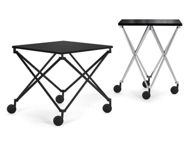 SAX - Height-adjustable crystal and steel coffee table with castors (Request Info).