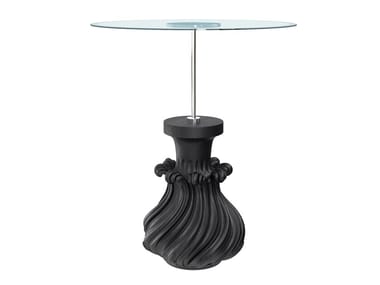 SCOUBIDOU - Solid wood high table with bevelled crystal top by Fratelli Boffi