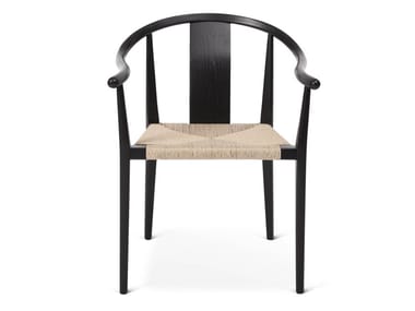 SHANGHAI - Solid wood and paper cord chair with armrests (Request Info).