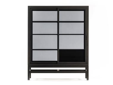 SILENT CABINET - Wood and glass highboard with sliding doors (Request Info).
