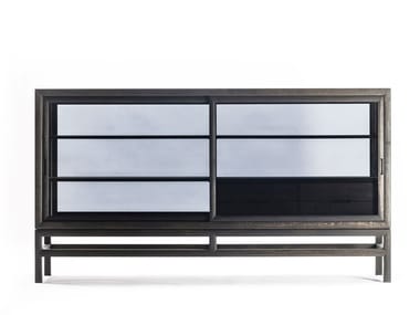 SILENT CABINET - Wood and glass sideboard with sliding doors (Request Info).