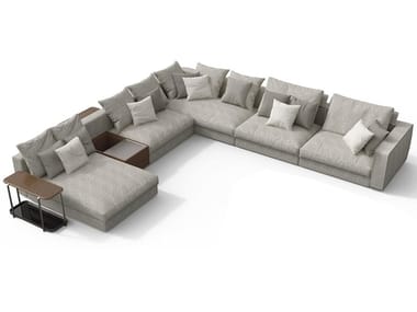 SKYLINE - Corner modular fabric sofa with chaise longue (Request Info).