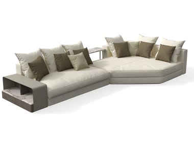 SKYLINE - Sectional modular leather sofa with chaise longue (Request Info).