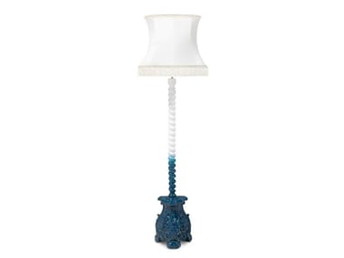 SKYSCRAPER BLUE - Mahogany floor lamp (Request Info).