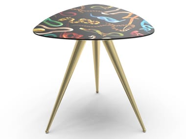 SNAKES - Triangular coffee table with MDF top and metal legs (Request Info).