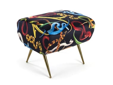 SNAKES - Upholstered fabric footstool (Request Info).