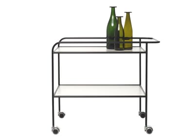 STEEL PIPE DRINK TROLLEY - Laminate food trolley (Request Info).