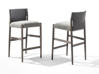 SVEVA - Ash stool with leather and fabric covering (Request Info).