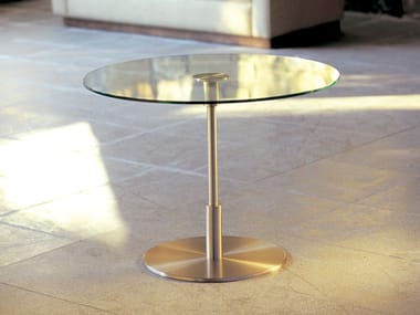 DIANA - Round nickel and glass coffee table (Request Info).
