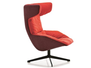 TAKE A LINE FOR A WALK - Swivel high-back armchair with 4-spoke base (Request Info).