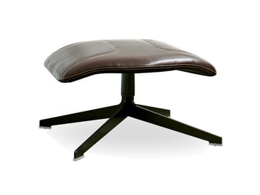 TAKE A LINE FOR A WALK - Swivel leather footstool with 4-spoke base (Request Info).