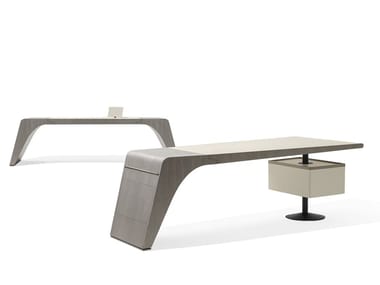 TENET - Rectangular tanned leather writing desk (Request Info).