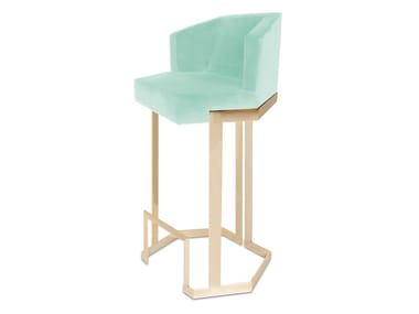 THE HIVE - Velvet barstool with brass base by Royal Stranger
