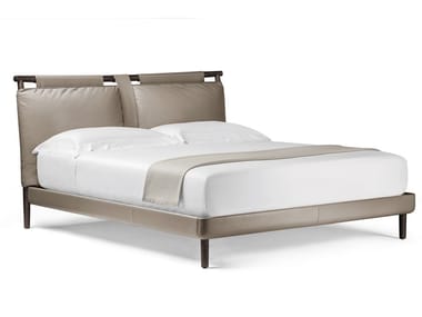 TIMES - Leather double bed with upholstered headboard (Request Info).