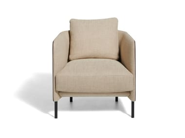 TINY BLENDY - Leather / fabric armchair with armrests (Request Info).