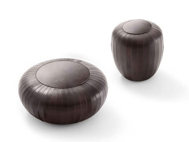 TOD - Upholstered leather pouf (Request Info).