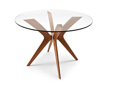 TOKYO - Round wood and glass table (Request Info).
