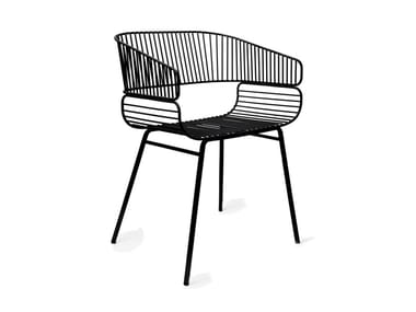 TRAME - Powder coated steel chair with armrests (Request Info).