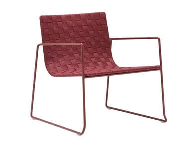 TRENZA BU0703 - Garden sled base polypropylene easy chair with armrests (Request Info).