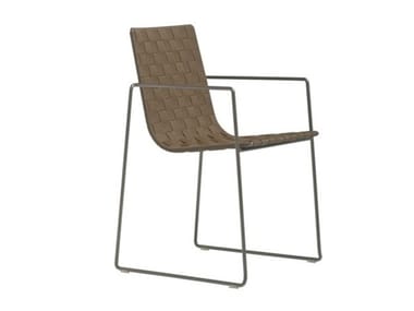 TRENZA SO0701 - Sled base polypropylene garden chair with armrests (Request Info).