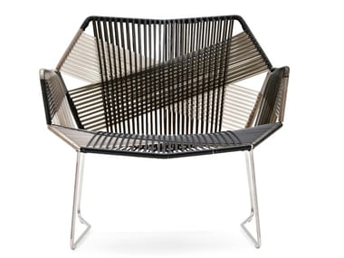 TROPICALIA - Polymer cord woven armchair with armrests (Request Info).