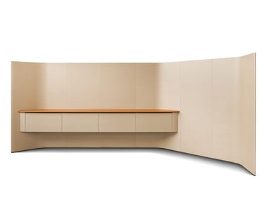 TRUST - Freestanding tanned leather office screen (Request Info).