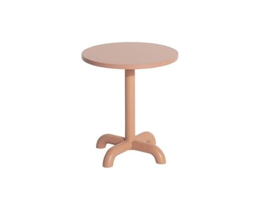 UNIFY - Round wooden coffee table with 4-star base (Request Info).