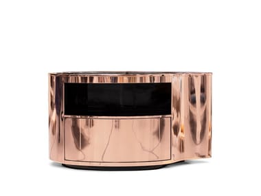 WAVE - Copper bedside table with drawers (Request Info).