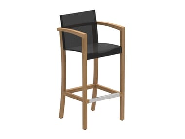 XQI - High teak garden stool with footrest (Request Info).