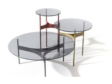 YUMI - Round crystal and steel coffee table (Request Info).