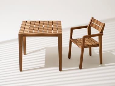 ZANIA - Square iroko garden table (Request Info).