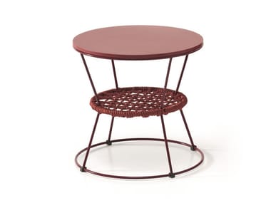 ZIGGY - Round iron coffee table with integrated magazine rack (Request Info).