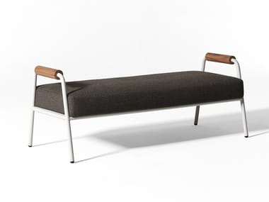 ZOE WOOD OPEN AIR - Technical fabric garden bench with armrests (Request Info).