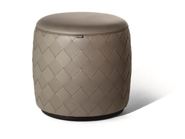 GRANT DE LUXE - Round leather pouf (Request Info).