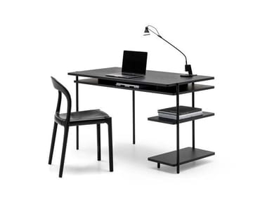 AERO D - Rectangular wooden writing desk with bookcase (Request Info).
