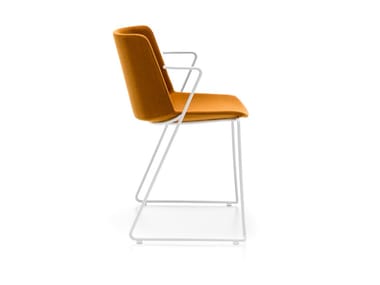 A?KU SOFT - Sled base fabric chair with armrests (Request Info).