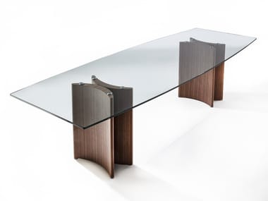 ALAN - Rectangular crystal table and canaletta walnut base (Request Info).