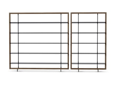 ALIX - Wall-mounted aluminium and wood bookcase (Request Info).