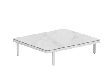 ALURA LOUNGE - Rectangular powder coated aluminium garden side table (Request Info).