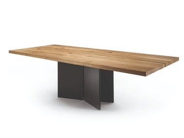 AMBO - Rectangular table with iron base and solid wood top (Request Info).