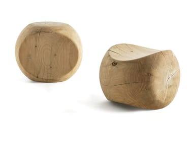 AMEDEA - Low tilting stool in solid cedar wood (Request Info).